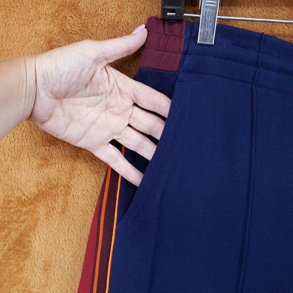 NICHOLAS DALEY Track Pants Mens Size 28 Blue Pull On Wide Leg Stripe Logo $540 - Picture 2 of 13